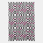 Retro-Checkerboard-Design mit Blume Geschirrtuch (Vertikal)
