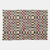 Retro-Checkerboard-Design mit Blume Geschirrtuch (Horizontal)