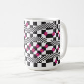 Retro-Checkerboard-Design mit Blume Kaffeetasse (VorderseiteRechts)