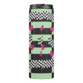 Retro-Checkerboard-Design mit Blume Thermosbecher (Rückseite)
