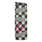 Retro-Checkerboard-Design mit Blume Thermosbecher (Nach rechts gedreht)