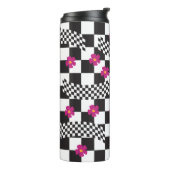 Retro-Checkerboard-Design mit Blume Thermosbecher (Nach links gedreht)