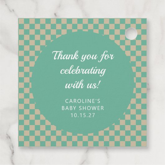 Retro Checkerboard Mini-Dusche individuell Vielen Geschenkanhänger (Rückseite)