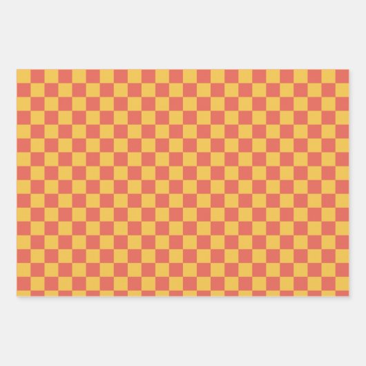 Retro Checkerboard Muster Bright Yellow Orange Geschenkpapier Set (Vorderseite 2)