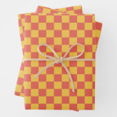 Retro Checkerboard Muster Bright Yellow Orange  Geschenkpapier Set (Beispiel)
