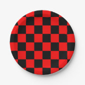 Retro Checkerboard Muster rot und schwarz Neu Pappteller (Vorderseite)