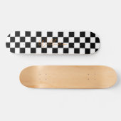 Retro Checkerboard Muster weiß und schwarz Skateboard (Horizontal)