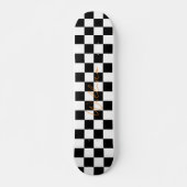 Retro Checkerboard Muster weiß und schwarz Skateboard (Vorne)
