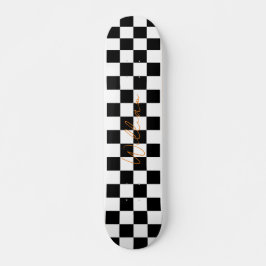 Retro Checkerboard Muster weiß und schwarz Skateboard