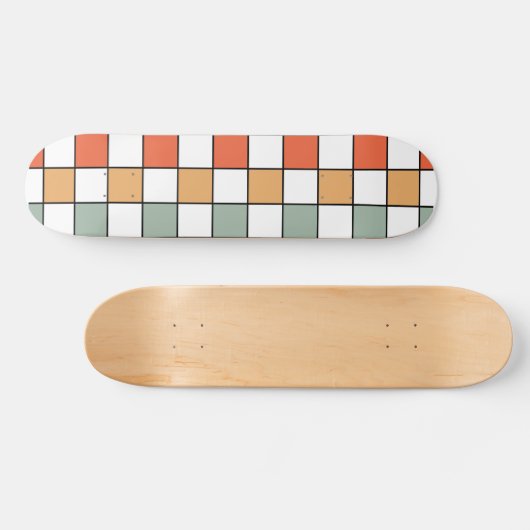 Retro Checkerboard Pattern Skateboard (Horizontal)