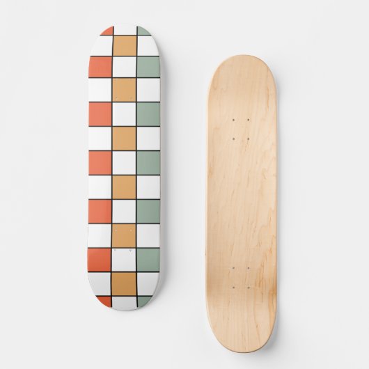 Retro Checkerboard Pattern Skateboard (Vorderseite)