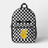 Retro Checkerboard Peace Sign Bedruckter Rucksack (Vorderseite)