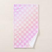 Retro Checkerboard Peach Fuzz Pink Gradient Badhandtuch Set (Handtuch)