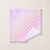 Retro Checkerboard Peach Fuzz Pink Gradient Badhandtuch Set (Waschlappen)
