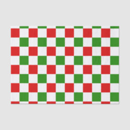 Retro Checkerboard Rot und Grün Weihnachten Seidenpapier