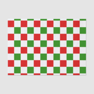 Retro Checkerboard Rot und Grün Weihnachten Seidenpapier