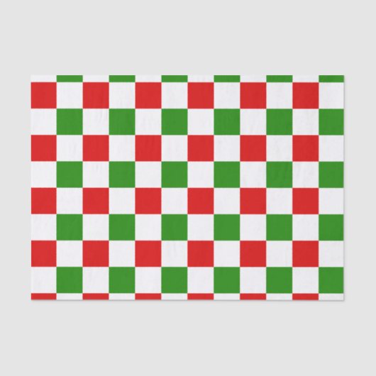 Retro Checkerboard Rot und Grün Weihnachten Seidenpapier (Vorderseite)