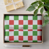 Retro Checkerboard Rot und Grün Weihnachten Seidenpapier (Geschenk)
