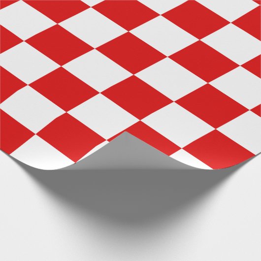 Retro Checkerboard Schachbrett Board Red Christmas Geschenkpapier (Ecke)