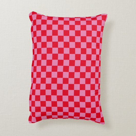 Retro Checkerboard Schachbrettmuster rosa Orange Dekokissen (Rückseite(Vertikal))