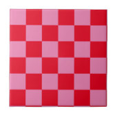 Retro Checkerboard Schachbrettmuster rosa Orange Fliese (Vorderseite)