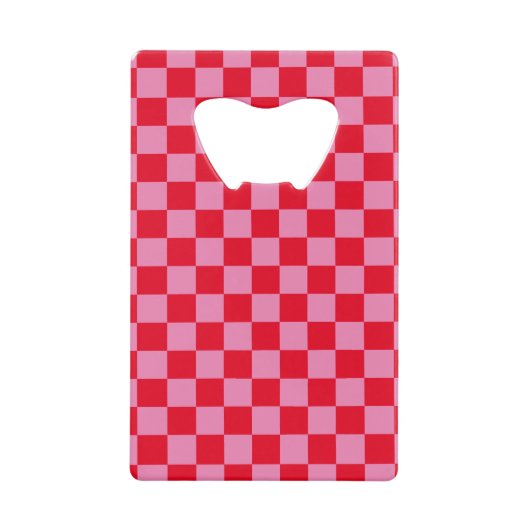 Retro Checkerboard Schachbrettmuster rosa Orange Geldbeutel Flaschenöffner (Vorderseite)