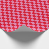 Retro Checkerboard Schachbrettmuster rosa Orange Geschenkpapier (Ecke)