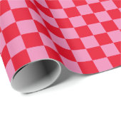 Retro Checkerboard Schachbrettmuster rosa Orange Geschenkpapier (Rolleneckpunkt)