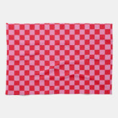 Retro Checkerboard Schachbrettmuster rosa Orange Geschirrtuch (Horizontal)