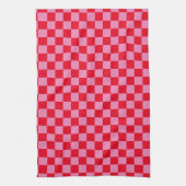 Retro Checkerboard Schachbrettmuster rosa Orange Geschirrtuch (Vertikal)