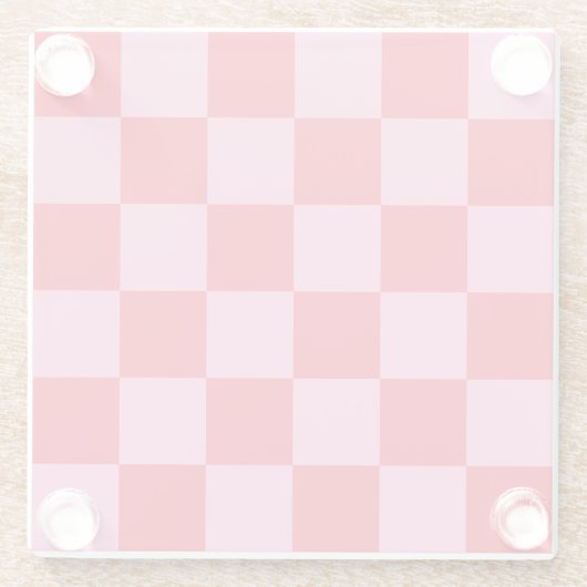 Retro Checkerboard Schachbrettmuster rosa Orange Glasuntersetzer (Rückseite)