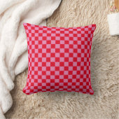 Retro Checkerboard Schachbrettmuster rosa Orange Kissen (Decke)