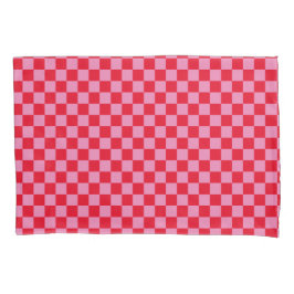 Retro Checkerboard Schachbrettmuster rosa Orange Kissenbezug