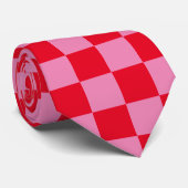 Retro Checkerboard Schachbrettmuster rosa Orange Krawatte (Gerollt)