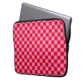 Retro Checkerboard Schachbrettmuster rosa Orange Laptopschutzhülle (Vorderseite Links)