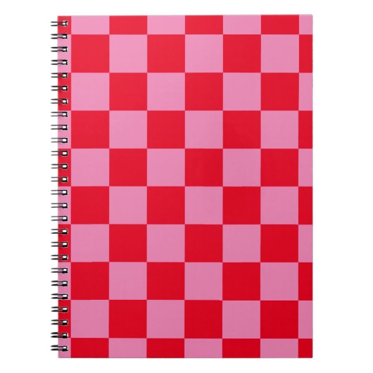 Retro Checkerboard Schachbrettmuster rosa Orange Notizblock (Vorderseite)