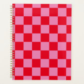 Retro Checkerboard Schachbrettmuster rosa Orange Planer (Vorderseite)