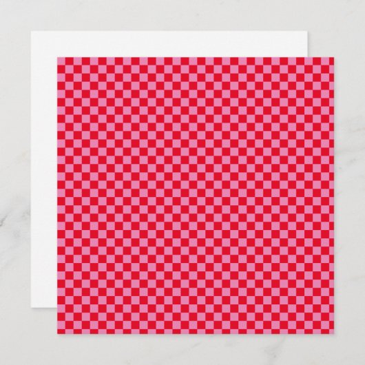 Retro Checkerboard Schachbrettmuster rosa Orange Save The Date (Vorne/Hinten)