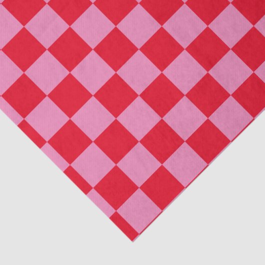 Retro Checkerboard Schachbrettmuster rosa Orange Seidenpapier (Detail)