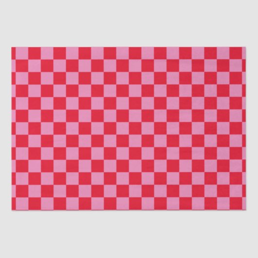 Retro Checkerboard Schachbrettmuster rosa Orange Seidenpapier (Vorderseite)