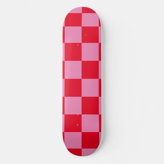 Retro Checkerboard Schachbrettmuster rosa Orange Skateboard (Vorderseite)