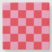 Retro Checkerboard Schachbrettmuster rosa Orange Steinuntersetzer (Vorderseite)