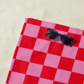 Retro Checkerboard Schachbrettmuster rosa Orange Strandtuch (Beispiel)