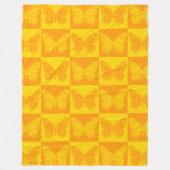 Retro Checkerboard Schmetterling Muster Gelb Orang Fleecedecke (Vorderseite)