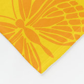 Retro Checkerboard Schmetterling Muster Gelb Orang Fleecedecke (Ecke)