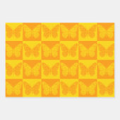 Retro Checkerboard Schmetterling Muster Gelb Orang Geschenkpapier Set (Vorderseite 3)