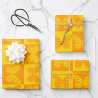 Retro Checkerboard Schmetterling Muster Gelb Orang