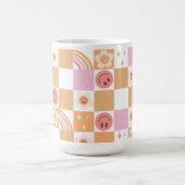 Retro Checkerboard Smile Face 60er Muster Tasse (Mittel)
