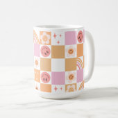 Retro Checkerboard Smile Face 60er Muster Tasse (VorderseiteRechts)
