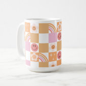 Retro Checkerboard Smile Face 60er Muster Tasse (Vorderseite Links)